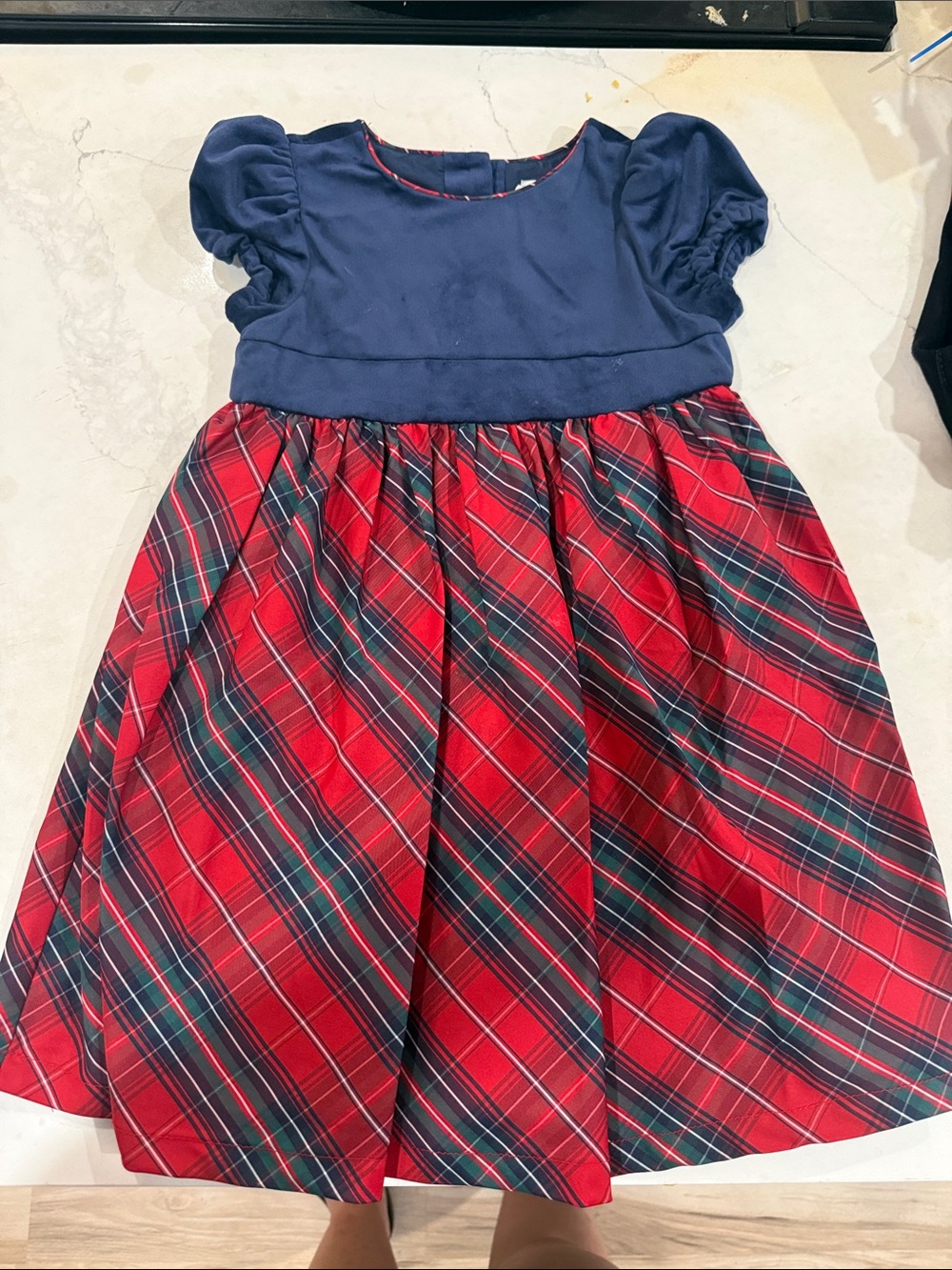 Max Studio Navy Bodice Red Plaid Holiday Dress